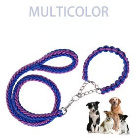 Eight-strand nylon braided dog collar leash dog chain impact blasting chain pet leash (colour: Black)